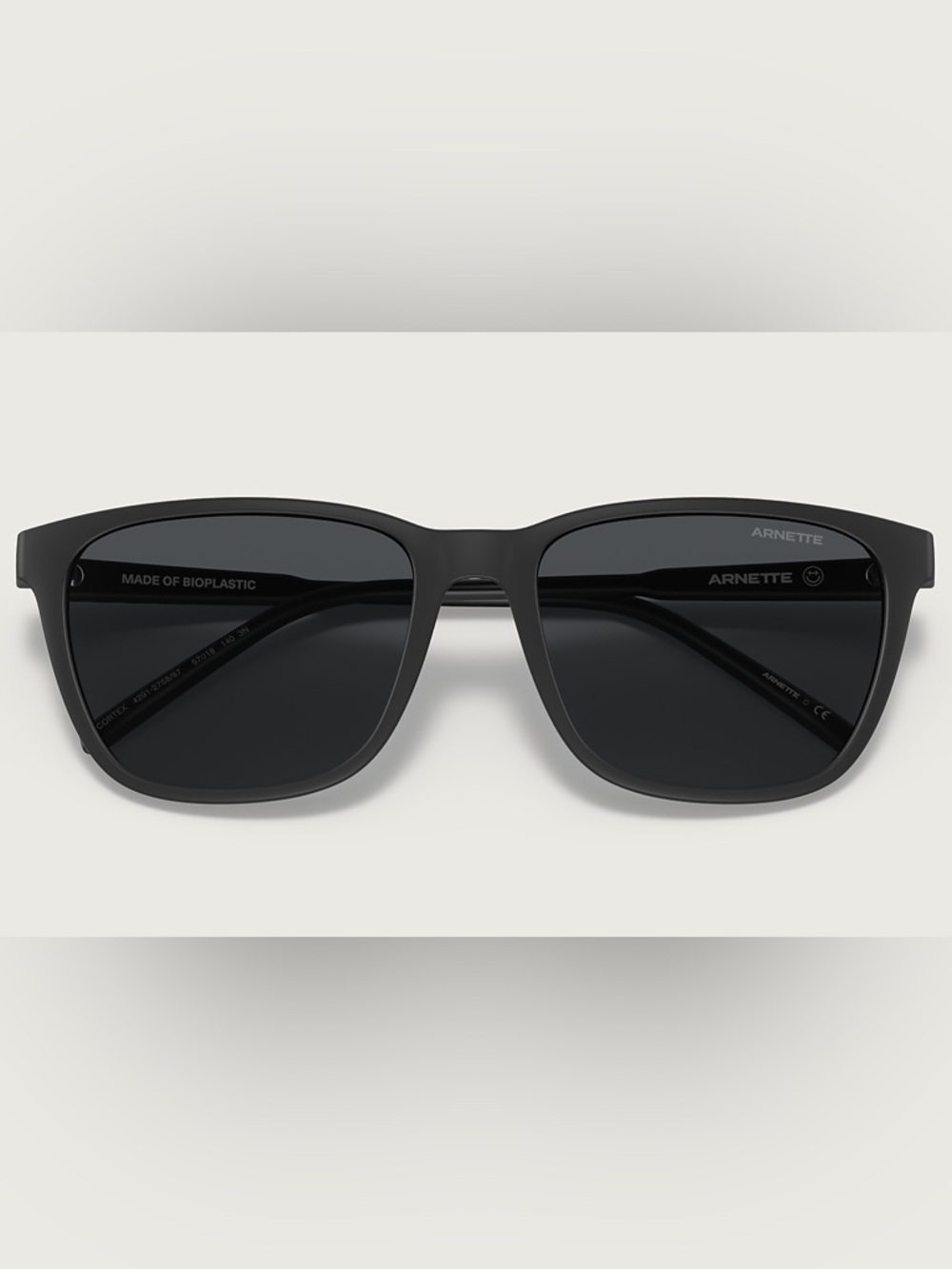 Arnette Cortex Matte Black Square Sunglasses with Dark Lenses